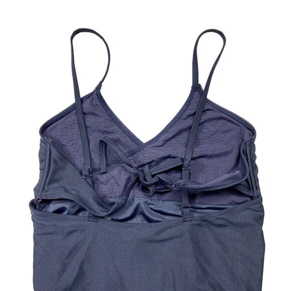 NEW Wolf & Whistle One Piece Swimsuit Wrap V Neck Navy Blue Women Size Large - Picture 5 of 8